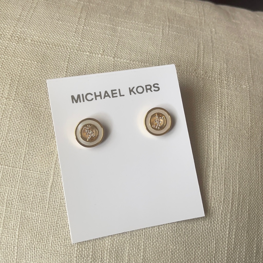 Michael Kors Earrings In Yellow Gold Nwt Mother Of Pearl